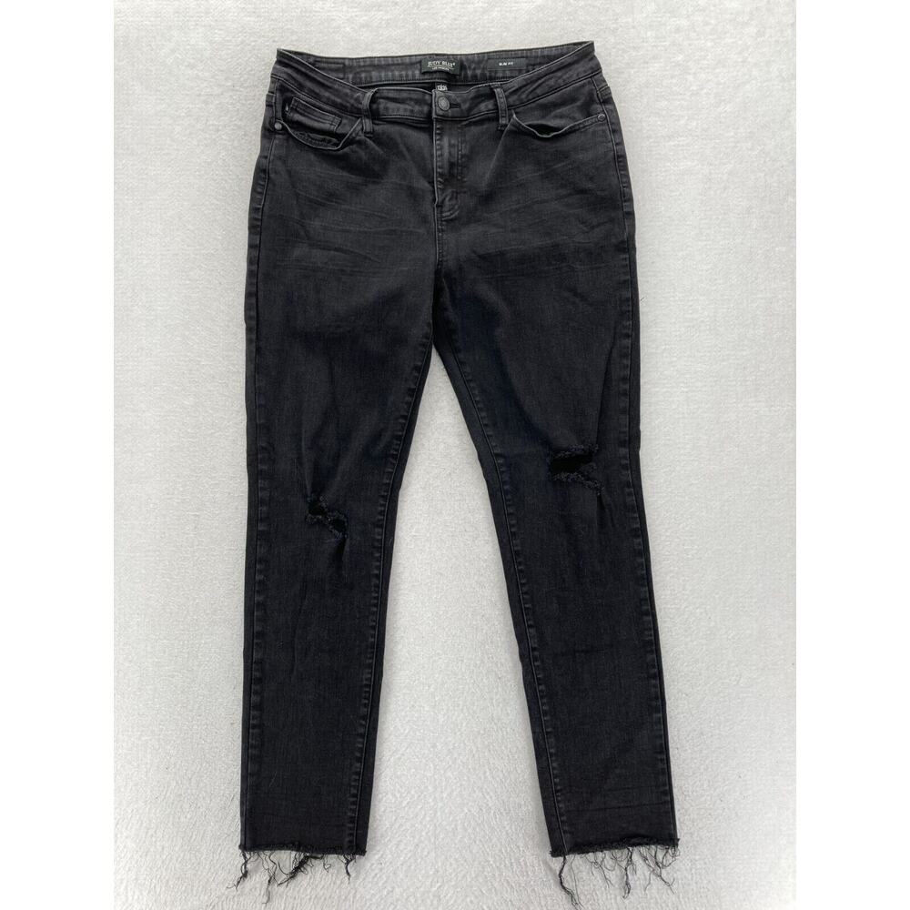 Judy Blue Jeans Women's 13/31 Slim Fit Black Stretch Denim Raw Hem Mid Rise
